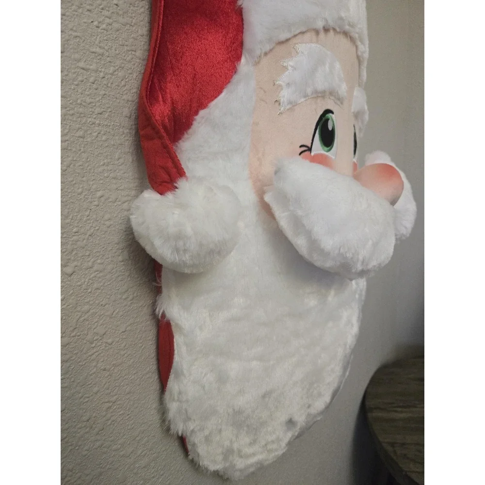 Vintage 1990 Giant Gemmy Plush Hanging Santa Face Head Musical Animated 30